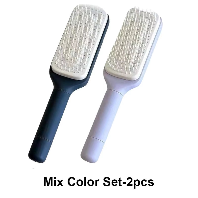 Self-Cleaning Hairbrush Retractable Bristle Hair Brush Anti-Static Sclap Massage Comb One-Key Hair Loss Airbag Hair Removal Comb