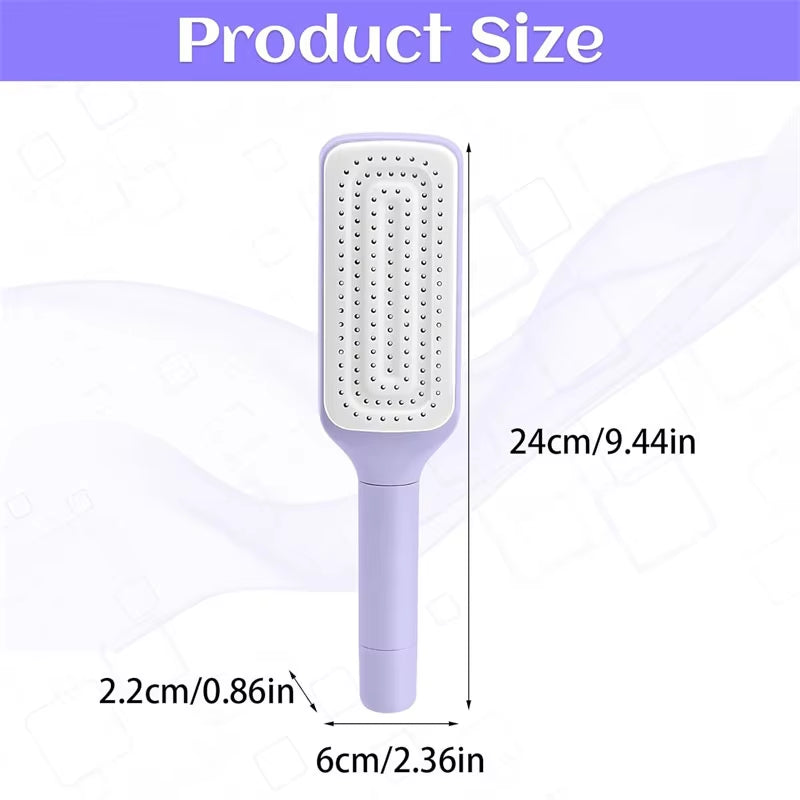 Self-Cleaning Hairbrush Retractable Bristle Hair Brush Anti-Static Sclap Massage Comb One-Key Hair Loss Airbag Hair Removal Comb
