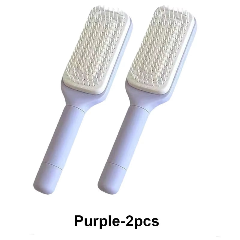 Self-Cleaning Hairbrush Retractable Bristle Hair Brush Anti-Static Sclap Massage Comb One-Key Hair Loss Airbag Hair Removal Comb