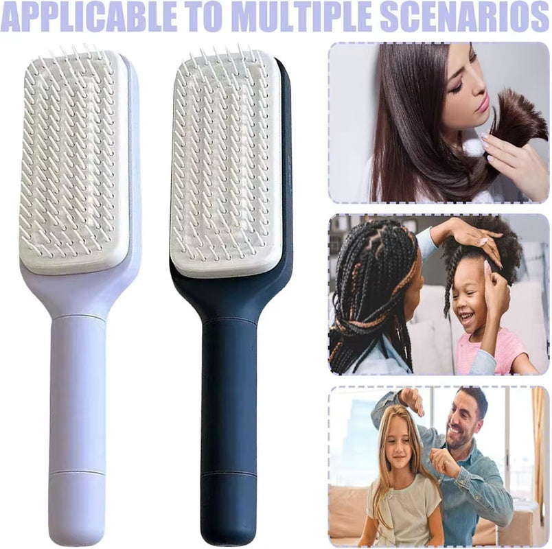 Self-Cleaning Hairbrush Retractable Bristle Hair Brush Anti-Static Sclap Massage Comb One-Key Hair Loss Airbag Hair Removal Comb